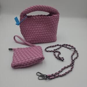 JINMANXUE Small Hand Woven Shoulder Crossbody Bag in Mauve